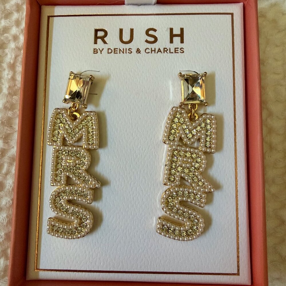"MRS" Sparkle Dangle Earrings